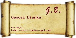 Gencsi Bianka névjegykártya